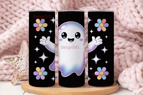 Spooky Cute Ghost 20oz Tumbler Wrap Sublimation DesignSVG 
