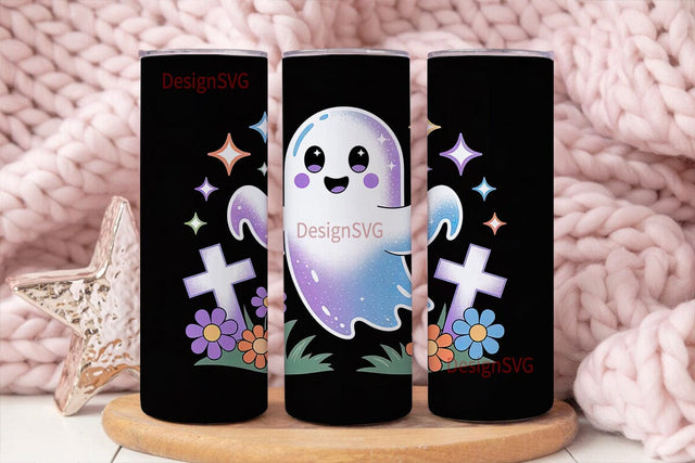 Spooky Cute Ghost 20oz Tumbler Wrap Sublimation DesignSVG 