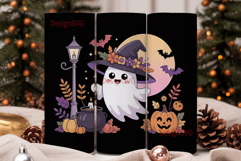 Spooky Cute Ghost 20oz Tumbler Wrap Sublimation DesignSVG 