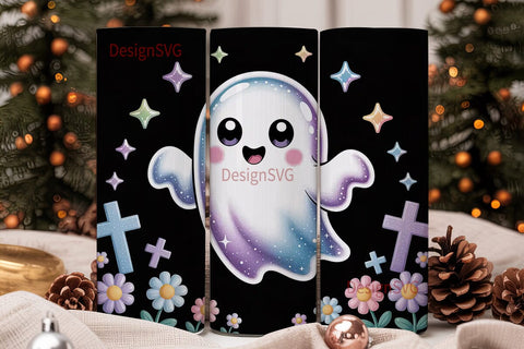 Spooky Cute Ghost 20oz Tumbler Wrap Sublimation DesignSVG 
