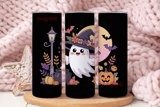 Spooky Cute Ghost 20oz Tumbler Wrap Sublimation DesignSVG 