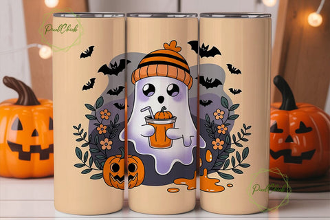 Spooky Cute Ghost 20oz Tumbler Wrap Sublimation PixelChick 