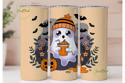 Spooky Cute Ghost 20oz Tumbler Wrap Sublimation PixelChick 