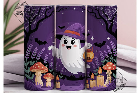 Spooky Cute Ghost 20oz Tumbler Wrap Sublimation sassyprint 