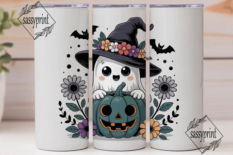 Spooky Cute Ghost 20oz Tumbler Wrap Sublimation sassyprint 