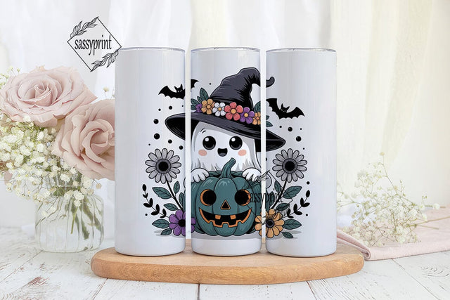 Spooky Cute Ghost 20oz Tumbler Wrap Sublimation sassyprint 