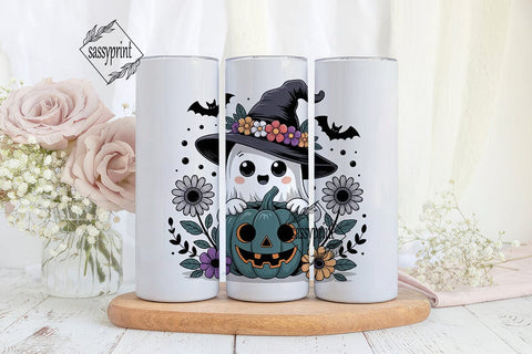 Spooky Cute Ghost 20oz Tumbler Wrap Sublimation sassyprint 