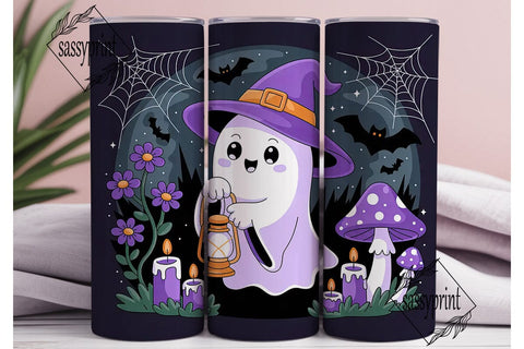 Spooky Cute Ghost 20oz Tumbler Wrap Sublimation sassyprint 