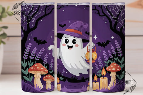 Spooky Cute Ghost 20oz Tumbler Wrap Sublimation sassyprint 
