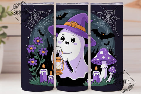 Spooky Cute Ghost 20oz Tumbler Wrap Sublimation sassyprint 