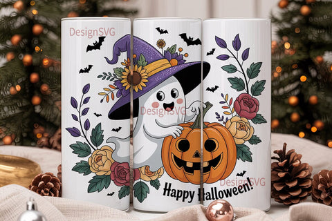 Spooky Cute Ghost Halloween 20oz Tumbler Sublimation DesignSVG 