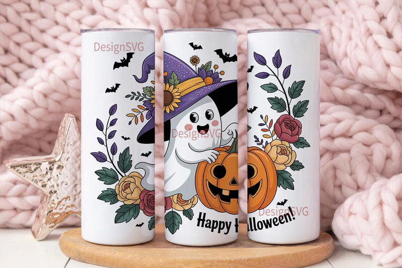 Spooky Cute Ghost Halloween 20oz Tumbler Sublimation DesignSVG 