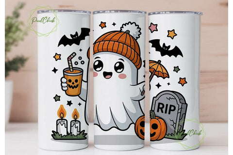 Spooky Cute Ghost Halloween 20oz Tumbler Sublimation PixelChick 