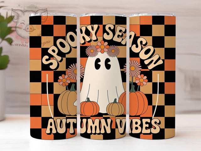 Spooky Cute Ghost Halloween Tumbler Wrap, Spooky Season Tumbler, Halloween Tumbler Png, 20oz Skinny Tumbler, Sublimation Download, Autumn Vibes Tumbler, Cute Ghost Png Sublimation Lara' s Designs 