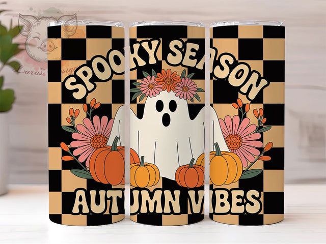 Spooky Cute Ghost Halloween Tumbler Wrap, Spooky Season Tumbler, Halloween Tumbler Png, 20oz Skinny Tumbler, Sublimation Download, Autumn Vibes Tumbler, Cute Ghost Png Sublimation Lara' s Designs 
