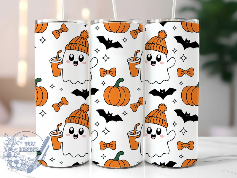 Spooky Cute Ghost Tumbler, Halloween Ghost Wrap, 20oz Sublimation, Spooky Cute Cup, Fall Ghost Mug, Halloween Drinkware, Autumn Ghost Tumbler Sublimation ToriDesigns 