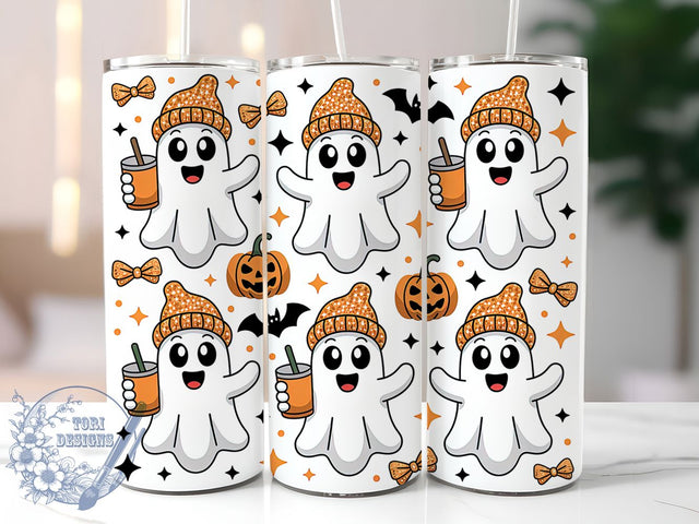 Spooky Cute Ghost Tumbler, Halloween Ghost Wrap, 20oz Sublimation, Spooky Cute Cup, Fall Ghost Mug, Halloween Drinkware, Autumn Ghost Tumbler Sublimation ToriDesigns 