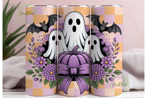 Spooky Cute Ghosts 20oz Tumbler Wrap Sublimation PixelChick 