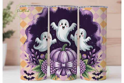 Spooky Cute Ghosts 20oz Tumbler Wrap Sublimation PixelChick 