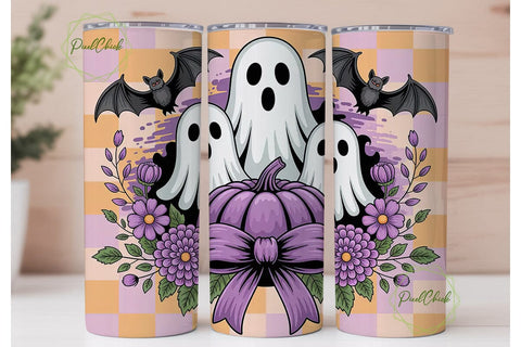 Spooky Cute Ghosts 20oz Tumbler Wrap Sublimation PixelChick 