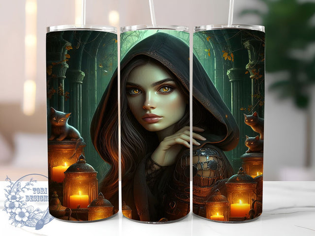 Spooky Cute Halloween Girl Tumbler Wrap, Spooky Cute Wrap, 20Oz Sublimation Cup, Witchy Woman Design, Girly Halloween Drinkware, Autumn Costume Tumbler, Festive Fall Wrap Sublimation ToriDesigns 
