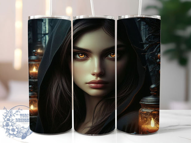 Spooky Cute Halloween Girl Tumbler Wrap, Spooky Cute Wrap, 20Oz Sublimation Cup, Witchy Woman Design, Girly Halloween Drinkware, Autumn Costume Tumbler, Festive Fall Wrap Sublimation ToriDesigns 