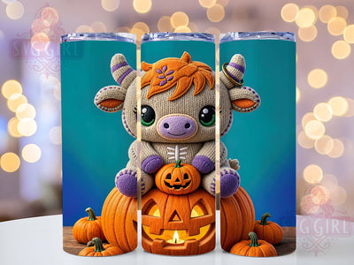 Spooky Cute Highland Cow 20oz Tumbler, Highland Cow, Spooky Cute, Halloween Design, 20oz Wrap, Whimsical Style, Sublimation Tumbler, Festive Pattern Sublimation SvggirlplusArt 