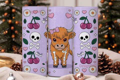 Spooky Cute Highland Cow 20oz Tumbler Sublimation DesignSVG 