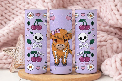 Spooky Cute Highland Cow 20oz Tumbler Sublimation DesignSVG 