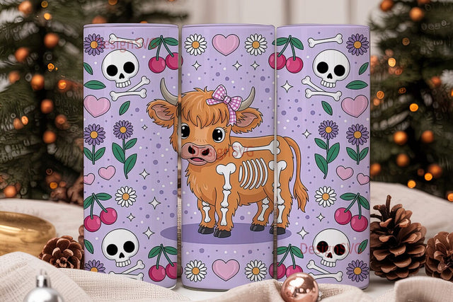 Spooky Cute Highland Cow 20oz Tumbler Sublimation DesignSVG 