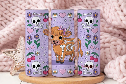 Spooky Cute Highland Cow 20oz Tumbler Sublimation DesignSVG 