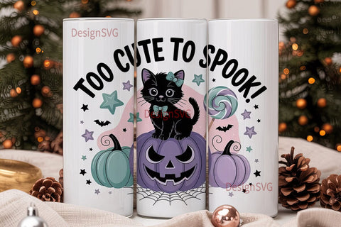 Spooky Cute Kitten 20oz Tumbler Wrap Sublimation DesignSVG 