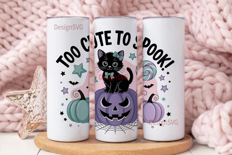 Spooky Cute Kitten 20oz Tumbler Wrap Sublimation DesignSVG 