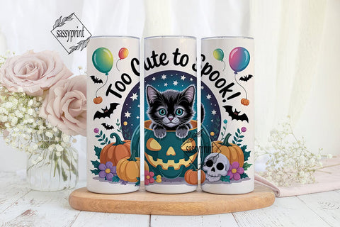 Spooky Cute Kitten 20oz Tumbler Wrap Sublimation sassyprint 