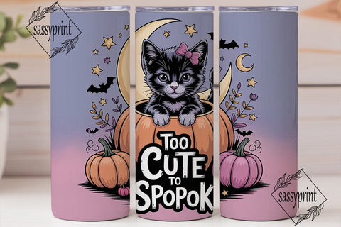 Spooky Cute Kitten 20oz Tumbler Wrap Sublimation sassyprint 