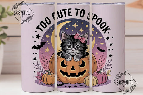 Spooky Cute Kitten 20oz Tumbler Wrap Sublimation sassyprint 