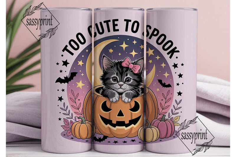Spooky Cute Kitten 20oz Tumbler Wrap Sublimation sassyprint 