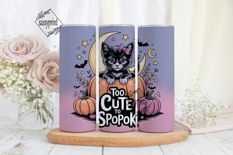 Spooky Cute Kitten 20oz Tumbler Wrap Sublimation sassyprint 