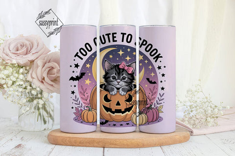 Spooky Cute Kitten 20oz Tumbler Wrap Sublimation sassyprint 