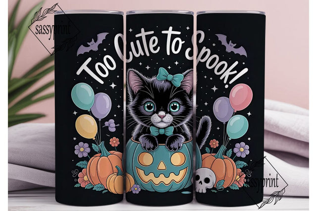 Spooky Cute Kitten 20oz Tumbler Wrap Sublimation sassyprint 