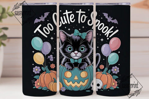Spooky Cute Kitten 20oz Tumbler Wrap Sublimation sassyprint 