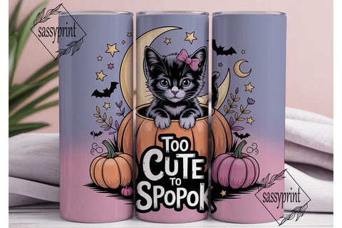 Spooky Cute Kitten 20oz Tumbler Wrap Sublimation sassyprint 