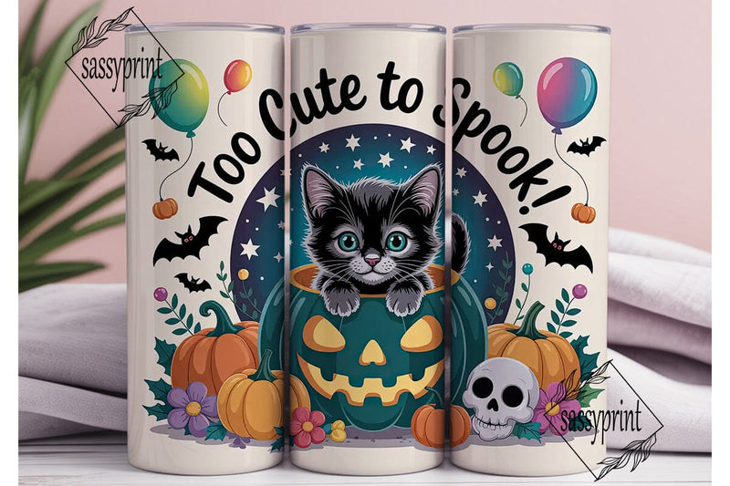 Spooky Cute Kitten 20oz Tumbler Wrap Sublimation sassyprint 