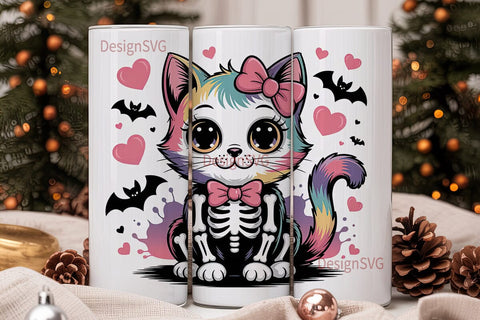 Spooky Cute Kitty 20oz Tumbler Design Sublimation DesignSVG 