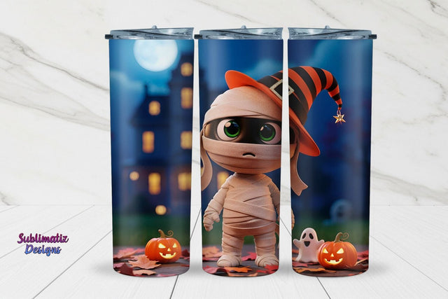 Spooky Cute Mummy Wrap for Halloween Tumbler | Halloween Tumbler Wrap for Sublimation Sublimation Sublimatiz Designs 