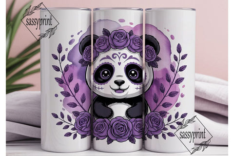 Spooky Cute Panda 20oz Tumbler Wrap Sublimation sassyprint 