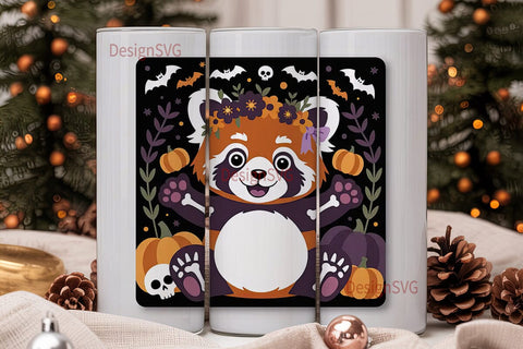 Spooky Cute Red Panda 20oz Tumbler Wrap Sublimation DesignSVG 