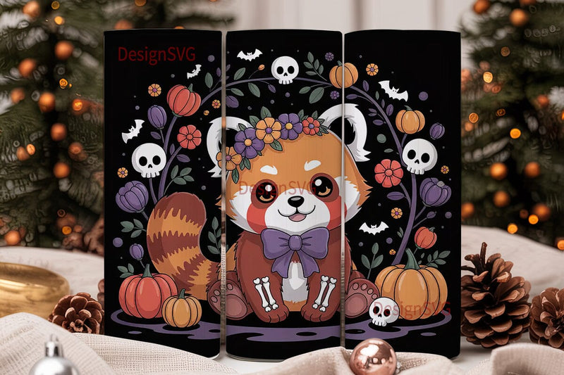 Spooky Cute Red Panda 20oz Tumbler Wrap Sublimation DesignSVG 