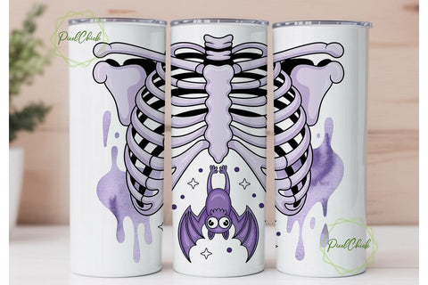 Spooky Cute Skeleton Bat 20oz Tumbler Sublimation PixelChick 