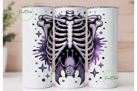 Spooky Cute Skeleton Bat 20oz Tumbler Sublimation PixelChick 